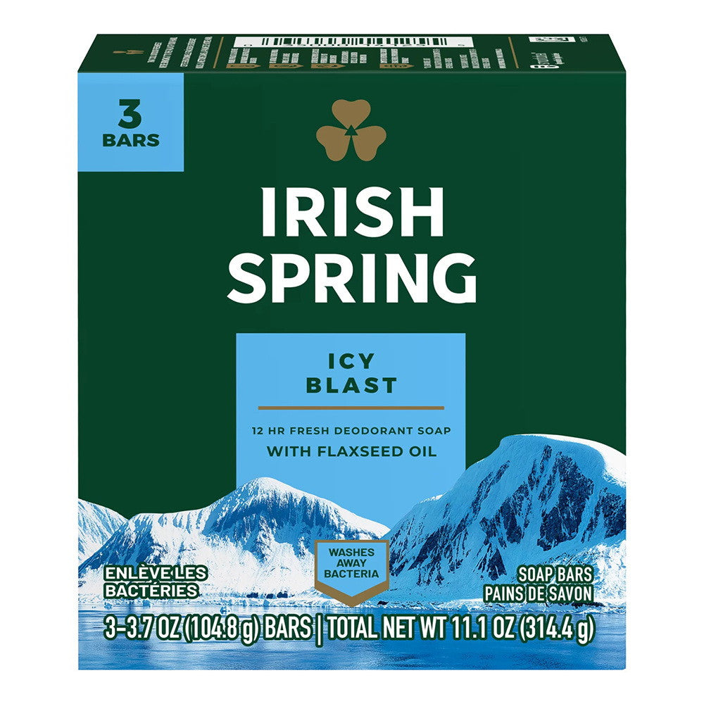 Irish Spring Deodorant Bath Bar Icy Blast, 3.75 Oz, 3 Ea